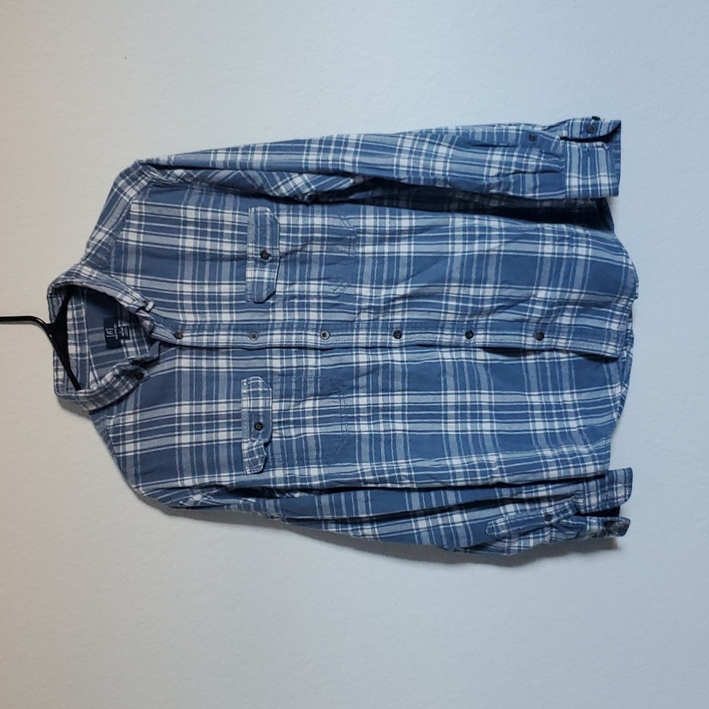 Used, George, Large 42-44, Flannal Button Down Dress Shirt.